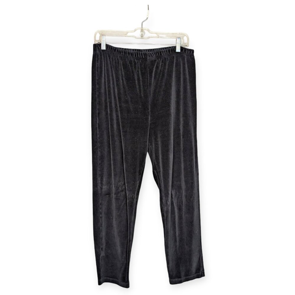 Erika Collection Petites Black Velour Straight Leg Pants Size Petite Large